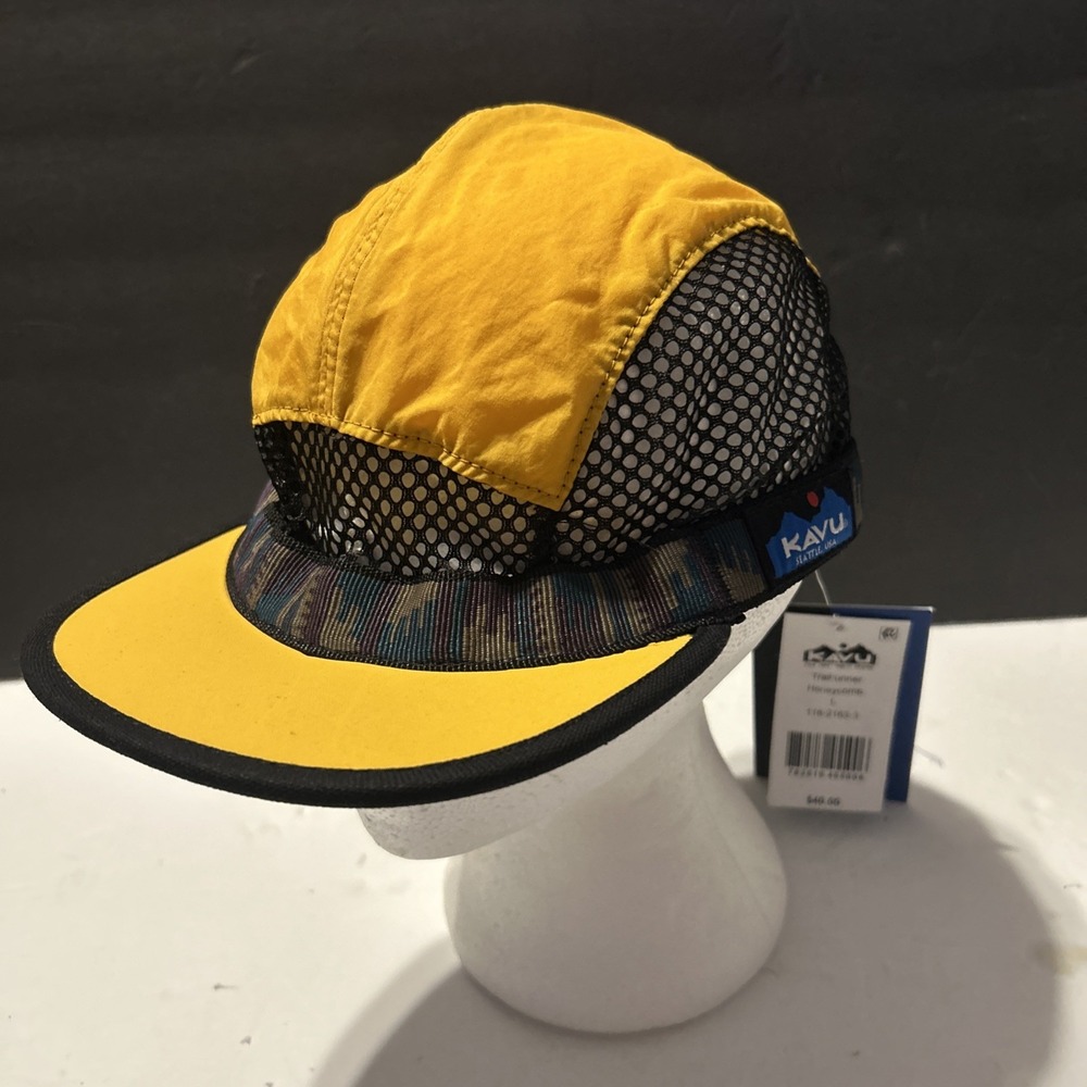 Kavu Trailrunner Hat New W Tags Unisex Size Large Honeycomb Yellow Netted Aztec
